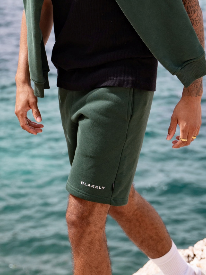 Blakely Riviera Initial Jogger Shorts Dark Green | 158-NTCGEX