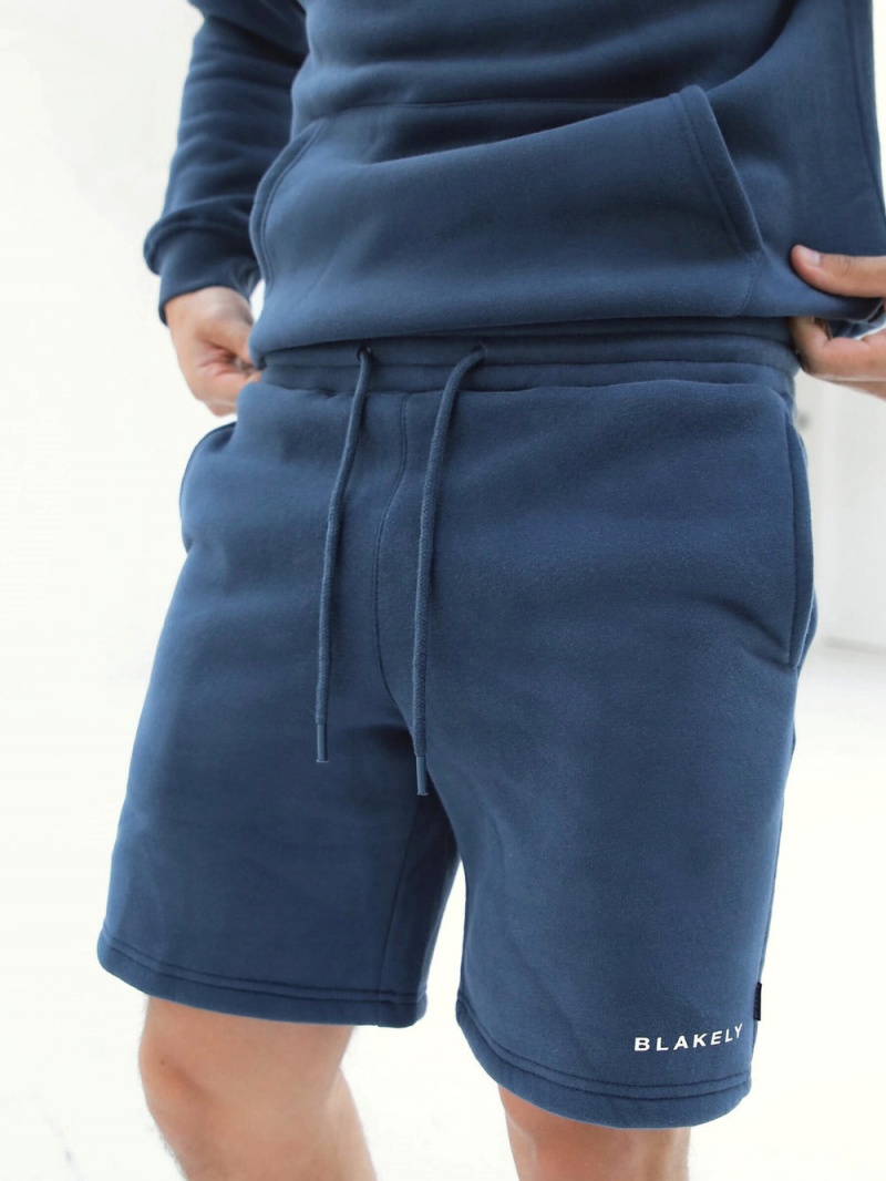 Blakely Riviera Initial Jogger Shorts Mid Blue | 963-GXIFKO