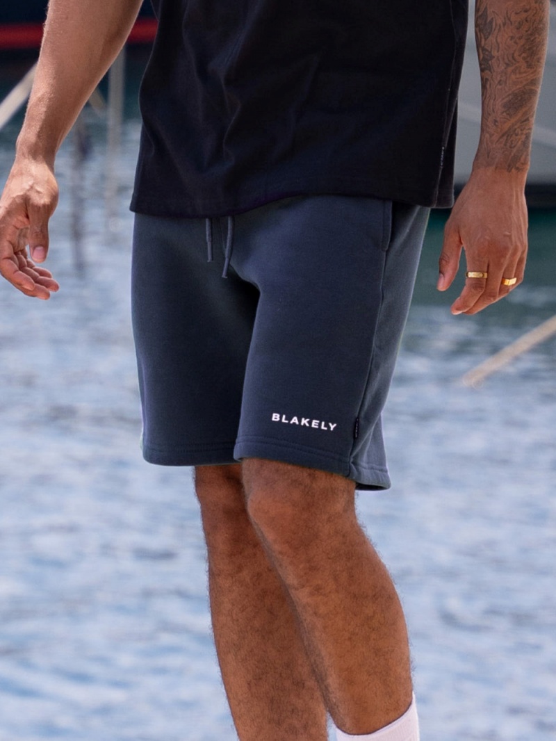 Blakely Riviera Initial Jogger Shorts Mid Blue | 963-GXIFKO