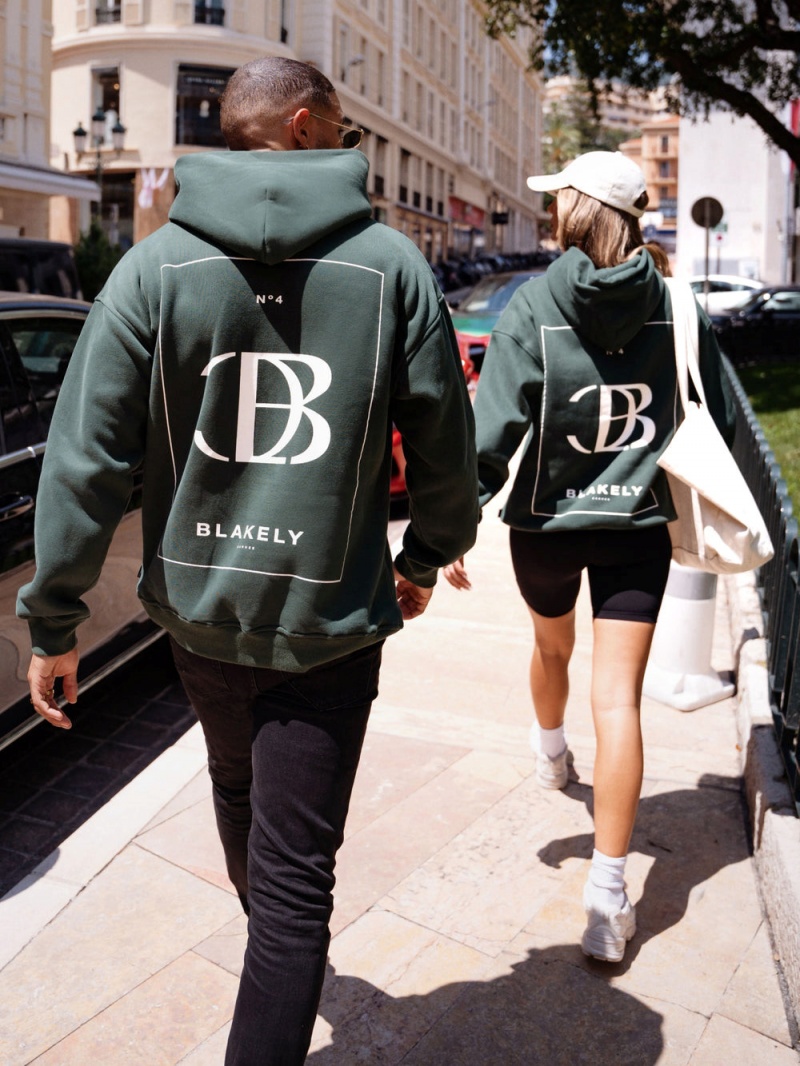 Blakely Riviera Initial Relaxed Hoodie Dark Green | 238-JOXADL