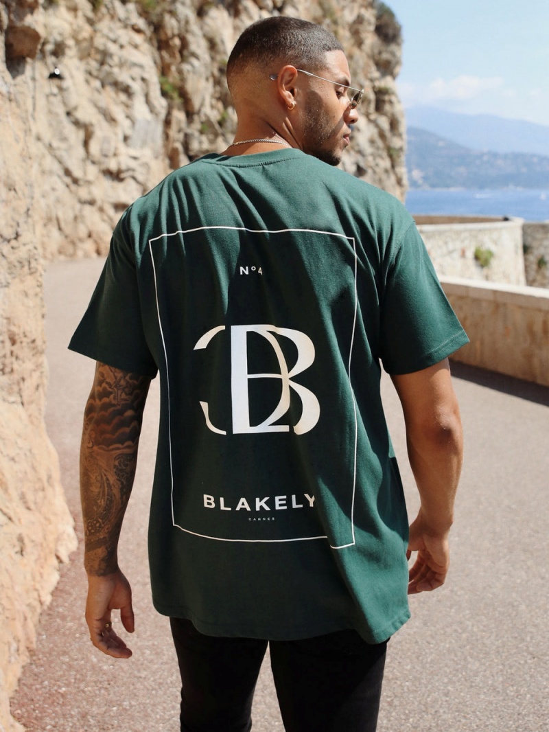 Blakely Riviera Initial Relaxed T-Shirt Dark Green | 517-IGMYHQ