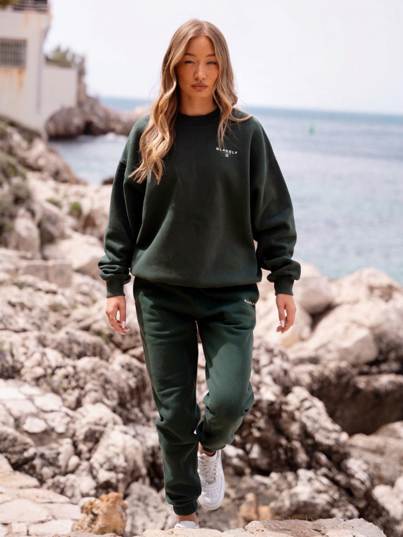 Blakely Riviera Initial Women's Jumper Dark Green | 981-ZYUSVK