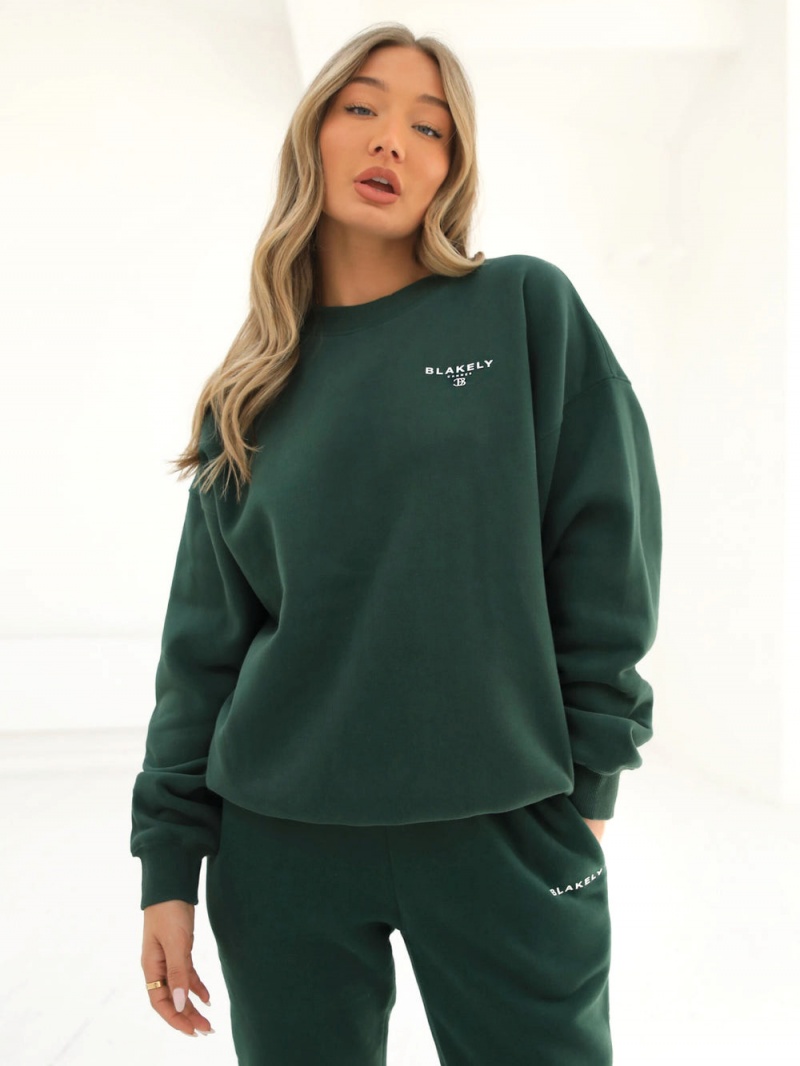 Blakely Riviera Initial Women's Jumper Dark Green | 593-SRHEJN