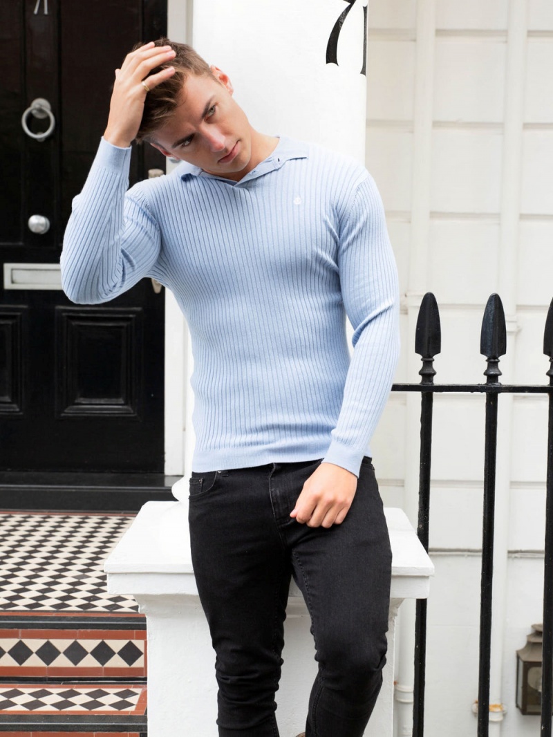 Blakely Salisbury Ribbed Polo Light Blue | 182-MBTKOP