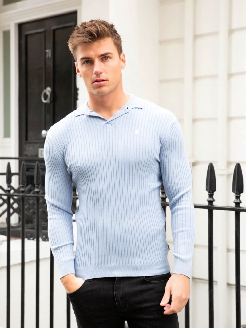 Blakely Salisbury Ribbed Polo Light Blue | 182-MBTKOP