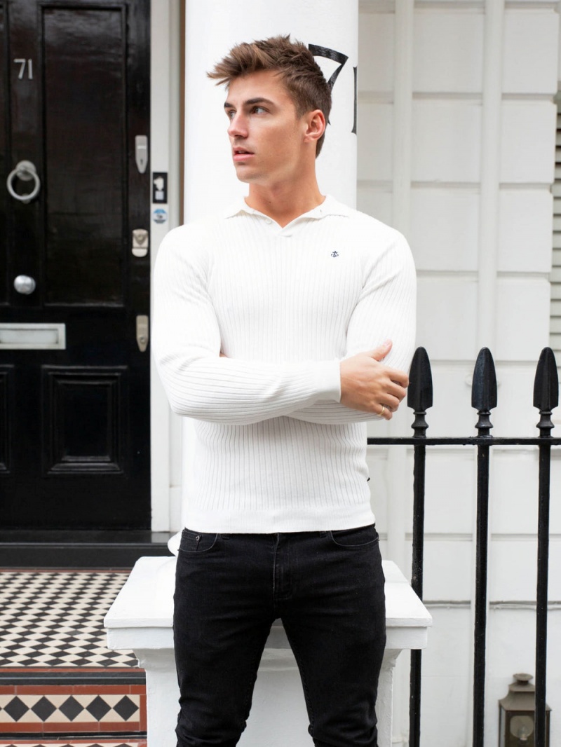 Blakely Salisbury Ribbed Polo White | 451-RPLYTD