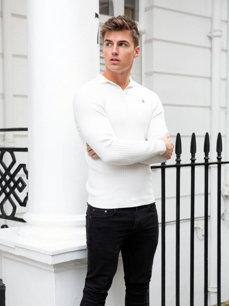 Blakely Salisbury Ribbed Polo White | 451-RPLYTD