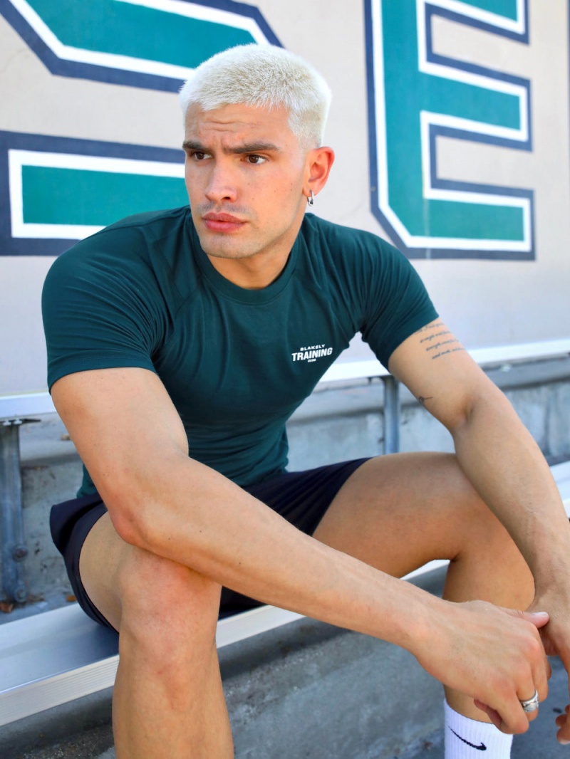 Blakely Slim Training T-Shirt Teal Green | 016-KRCYHE