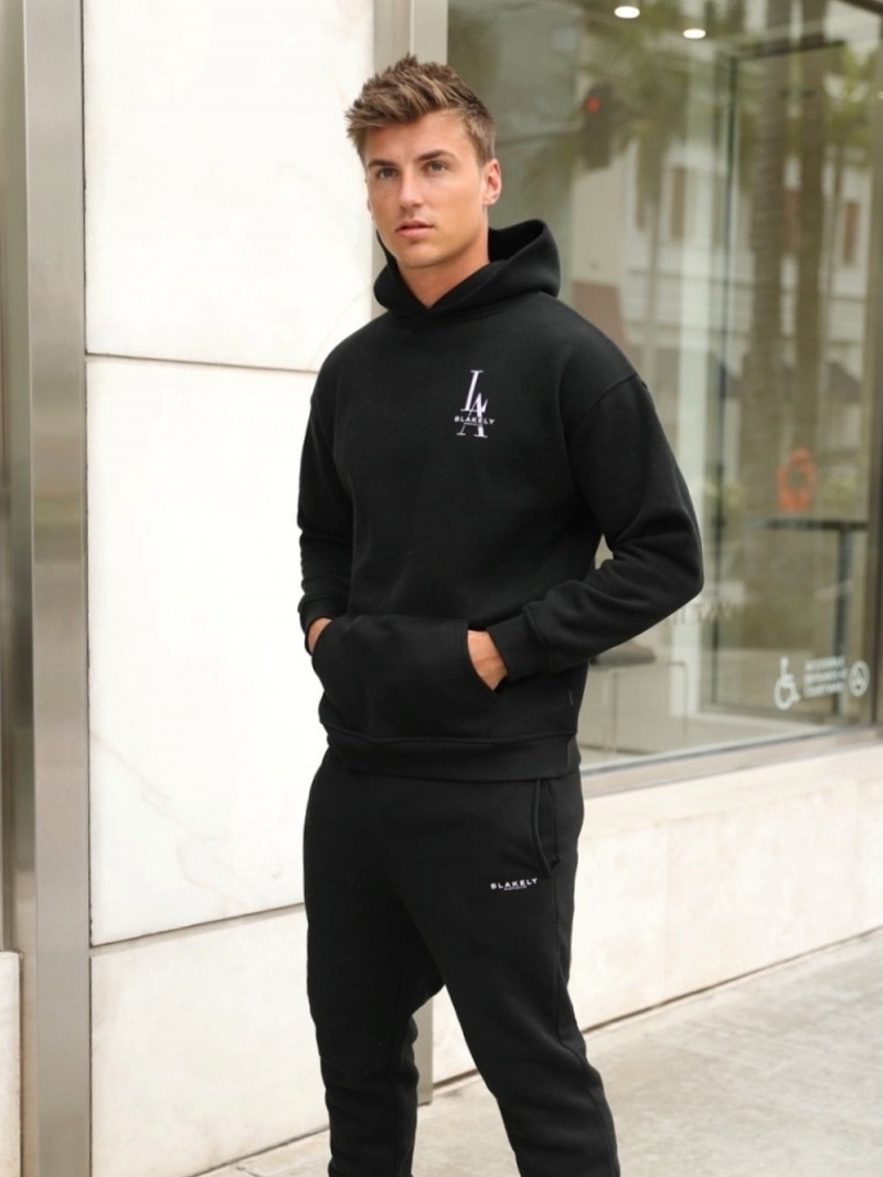 Blakely Sports Club Relaxed Hoodie Black | 729-ZNFBIS