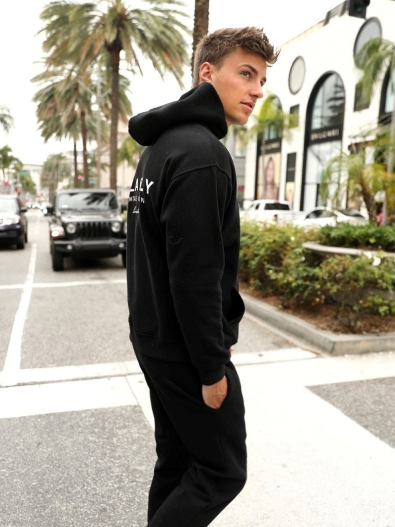 Blakely Sports Club Relaxed Hoodie Black | 729-ZNFBIS