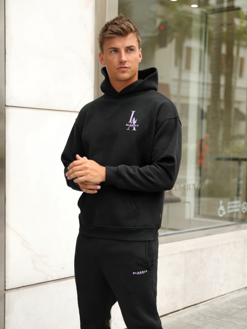 Blakely Sports Club Relaxed Hoodie Black | 729-ZNFBIS