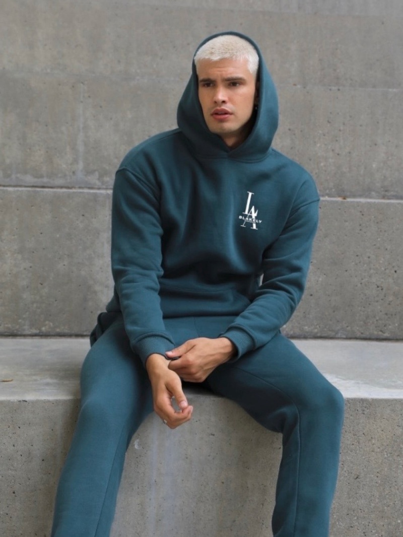 Blakely Sports Club Relaxed Hoodie Teal Green | 574-HYOVNZ