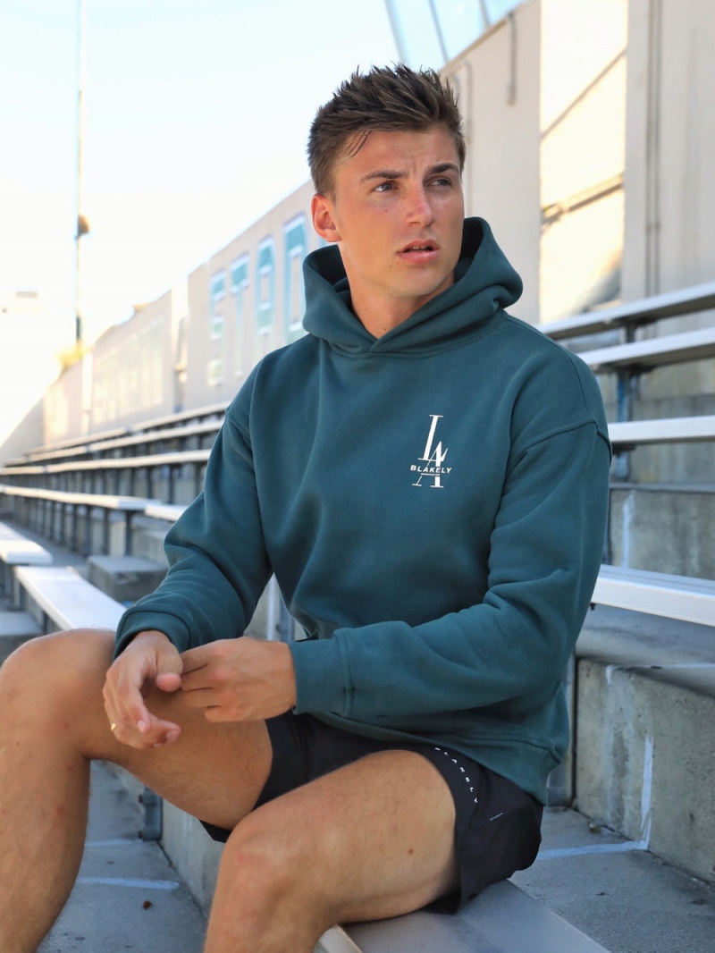 Blakely Sports Club Relaxed Hoodie Teal Green | 574-HYOVNZ