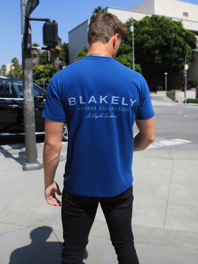 Blakely Sports Club Relaxed T-Shirt Vintage Blue | 657-BAUDGW