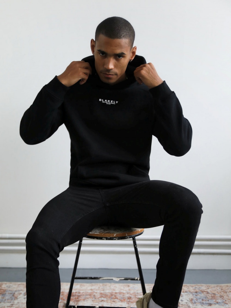 Blakely Statement Relaxed Hoodie Black | 302-MWAXJI