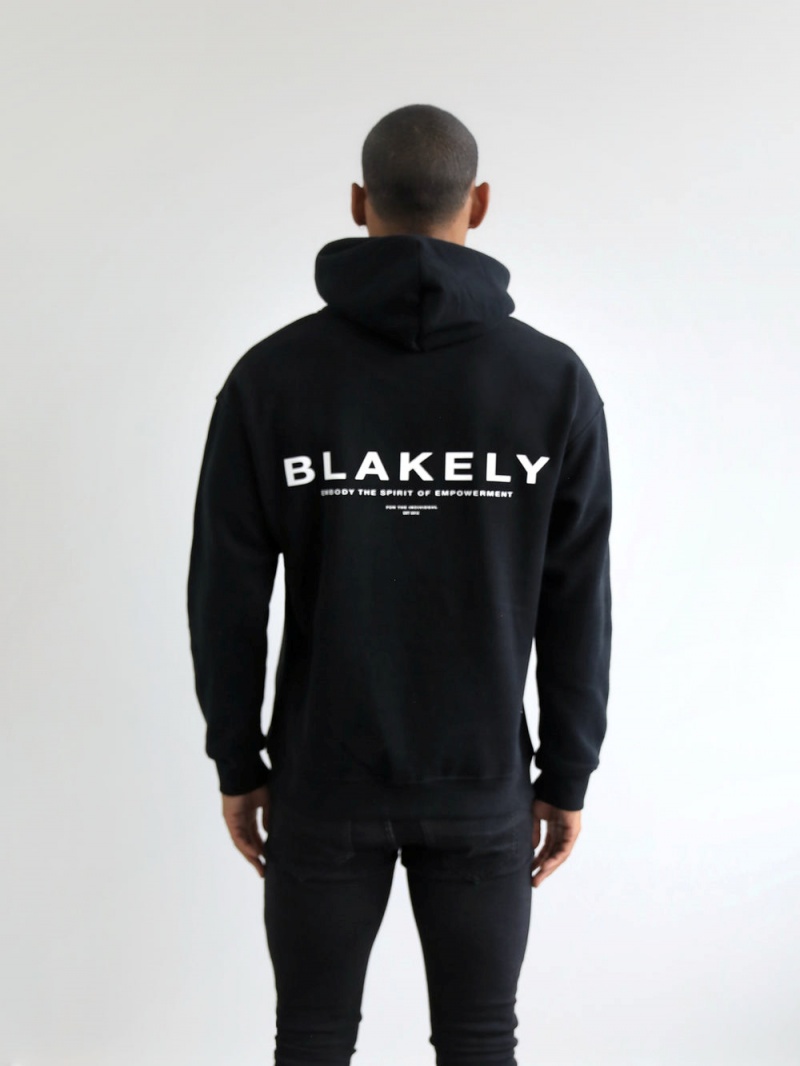 Blakely Statement Relaxed Hoodie Black | 302-MWAXJI