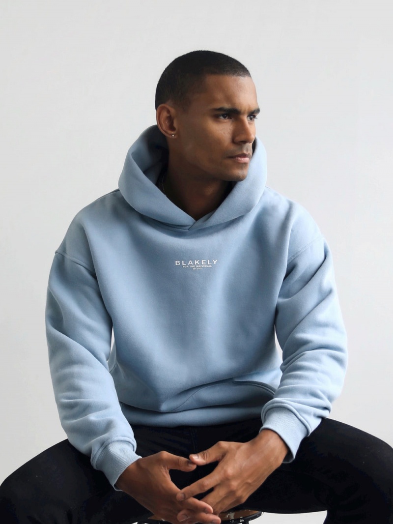 Blakely Statement Relaxed Hoodie Ice Blue | 602-NMHUWQ