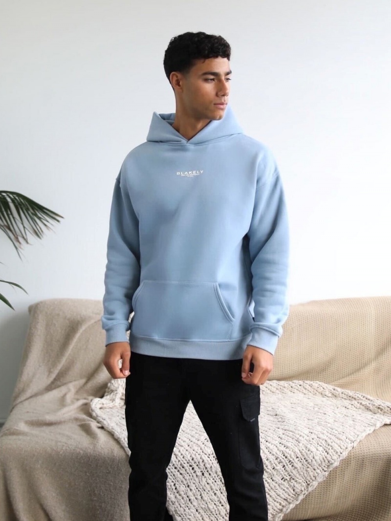 Blakely Statement Relaxed Hoodie Ice Blue | 602-NMHUWQ