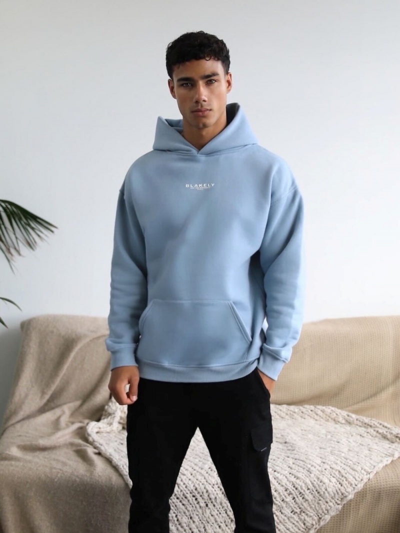 Blakely Statement Relaxed Hoodie Ice Blue | 602-NMHUWQ