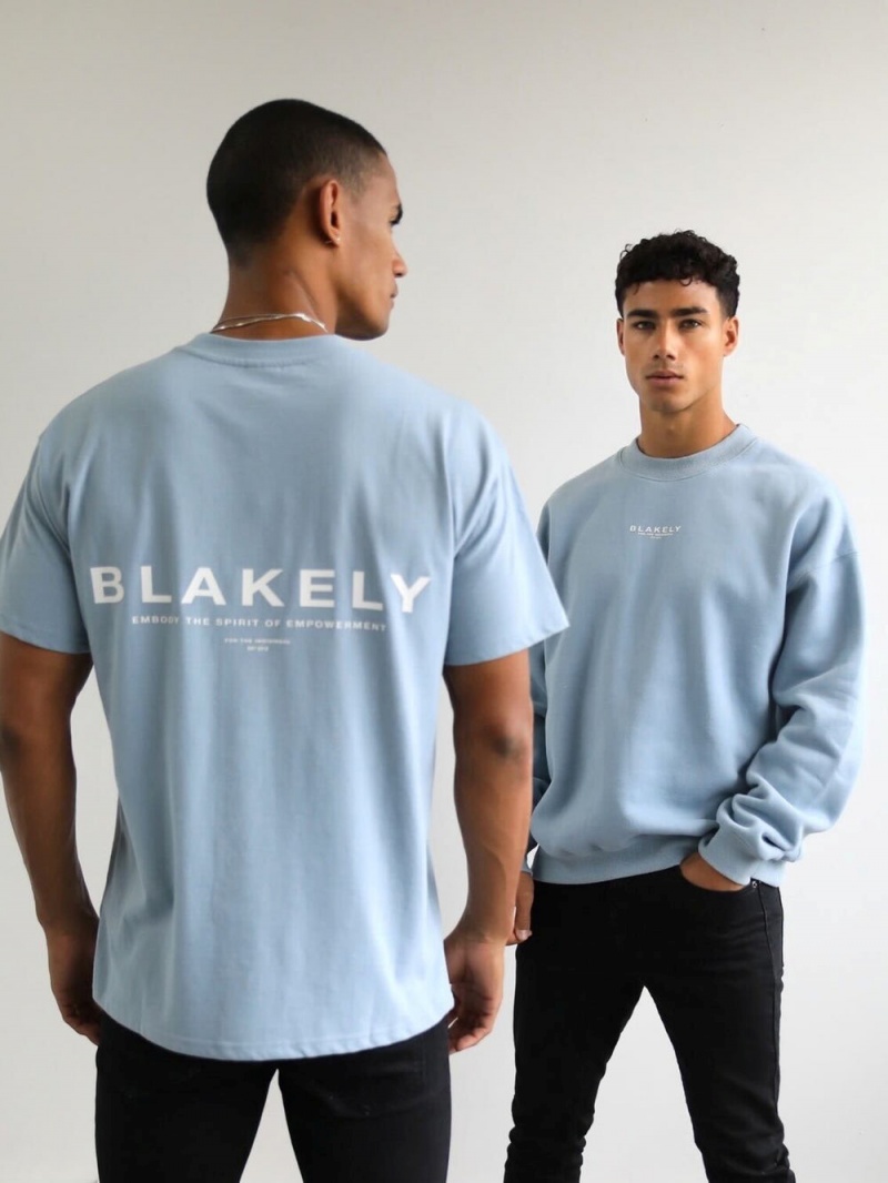 Blakely Statement Relaxed T-Shirt Ice Blue | 061-RNSWKQ