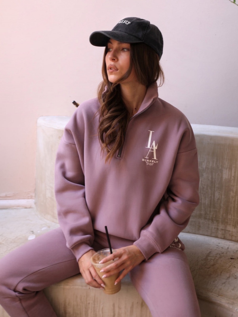 Blakely Studio 1/4 Zip Jumper Dusty Pink | 971-WZGNVT