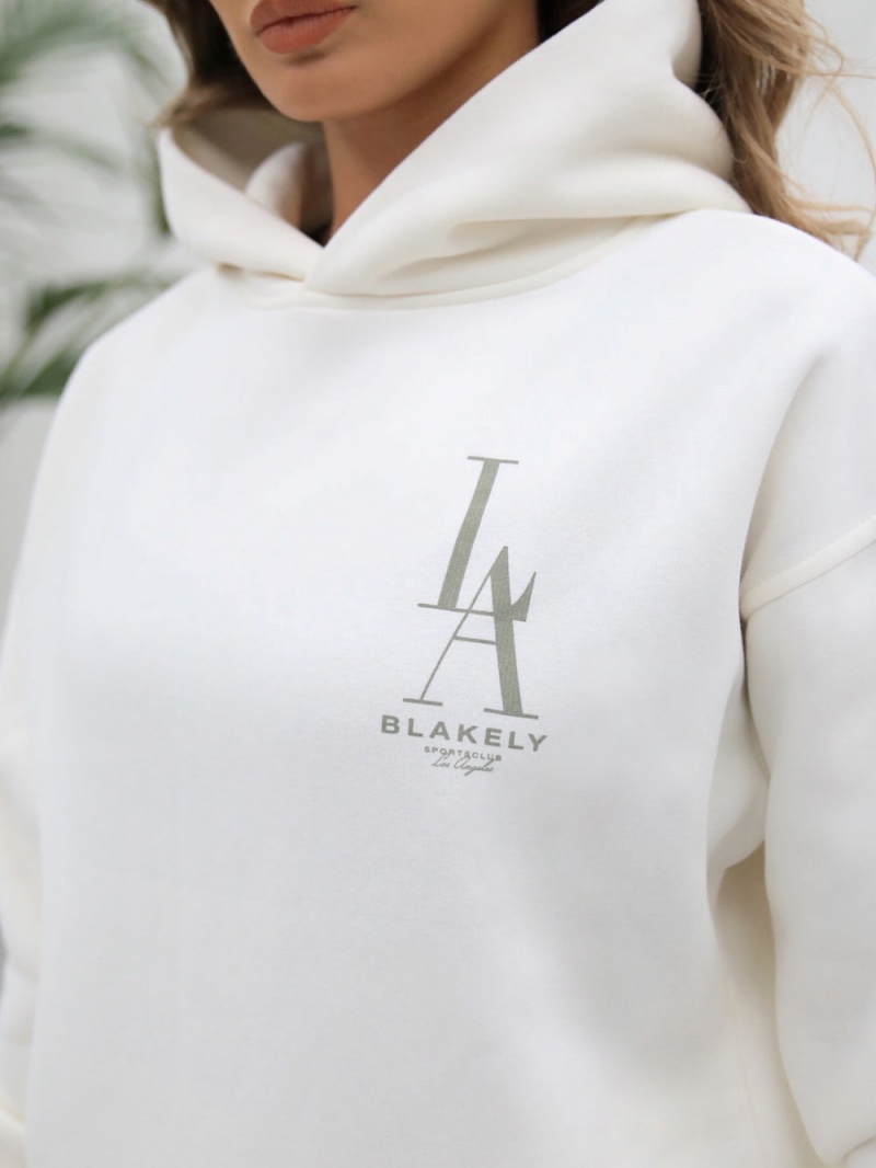 Blakely Studio Relaxed Hoodie Ivory | 309-QKPDCU