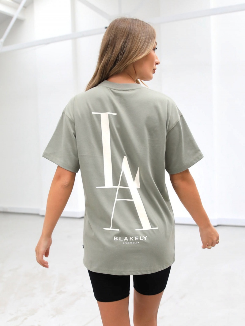 Blakely Studio Relaxed T-Shirt Olive | 216-TSPVQJ