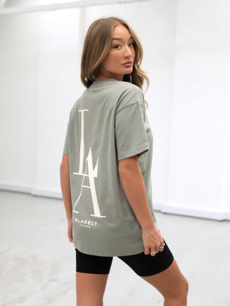 Blakely Studio Relaxed T-Shirt Olive | 216-TSPVQJ