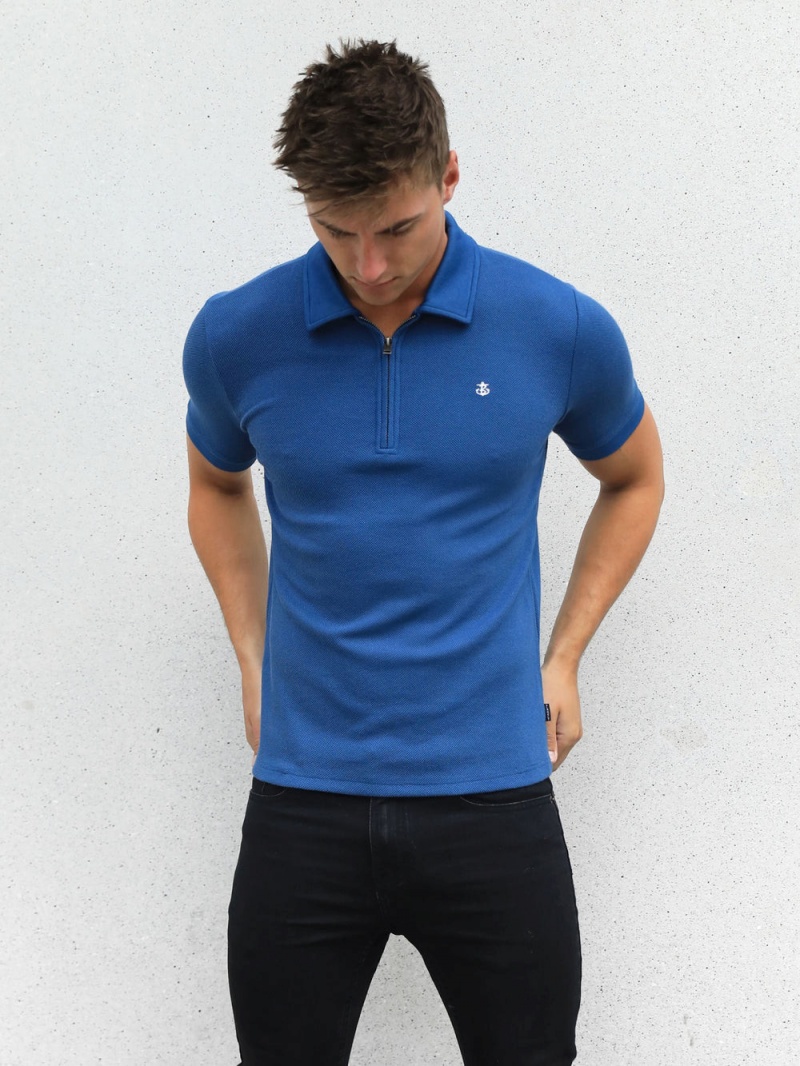 Blakely Toulon Textured Polo Blue | 603-KDOSQP