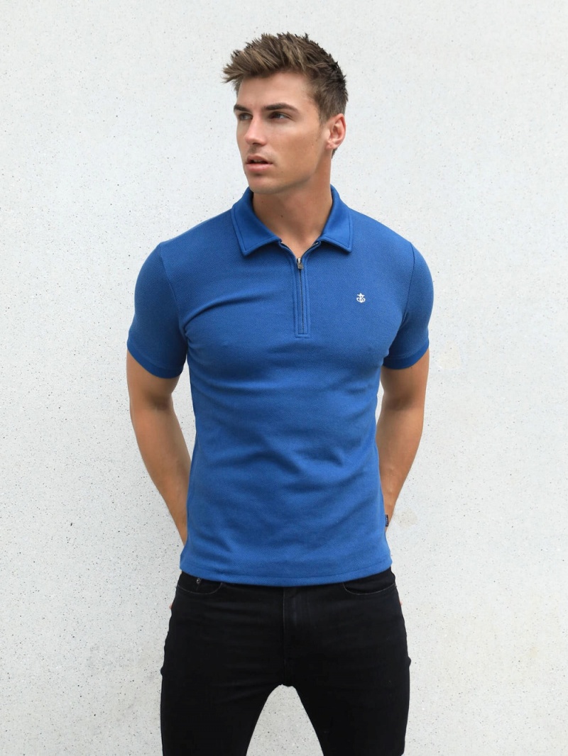 Blakely Toulon Textured Polo Blue | 603-KDOSQP