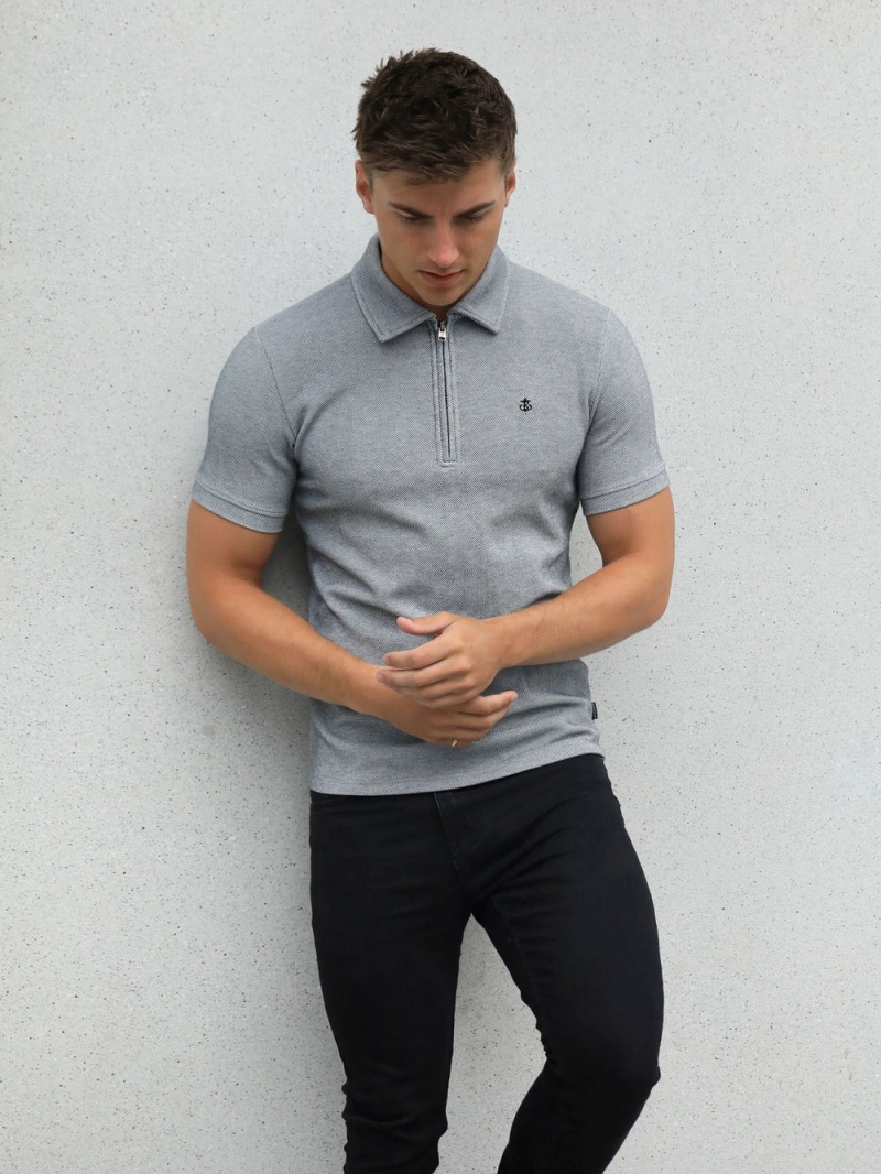 Blakely Toulon Textured Polo Marl Grey | 254-GVHXPO