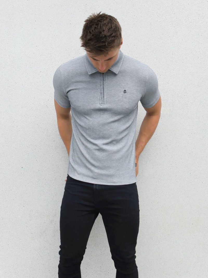 Blakely Toulon Textured Polo Marl Grey | 254-GVHXPO