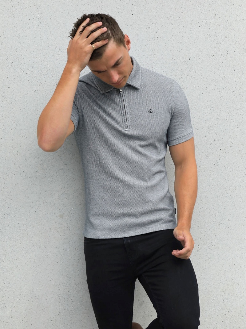 Blakely Toulon Textured Polo Marl Grey | 254-GVHXPO