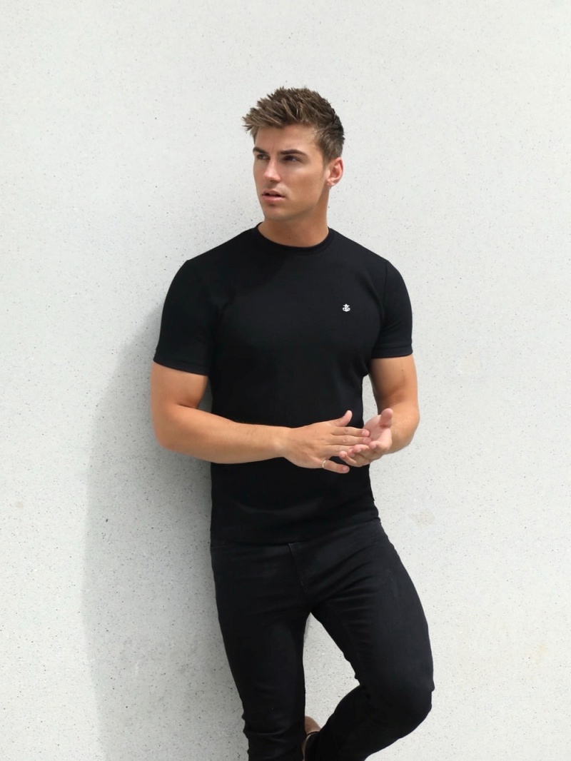 Blakely Toulon Textured T-Shirt Black | 957-RNCQLY