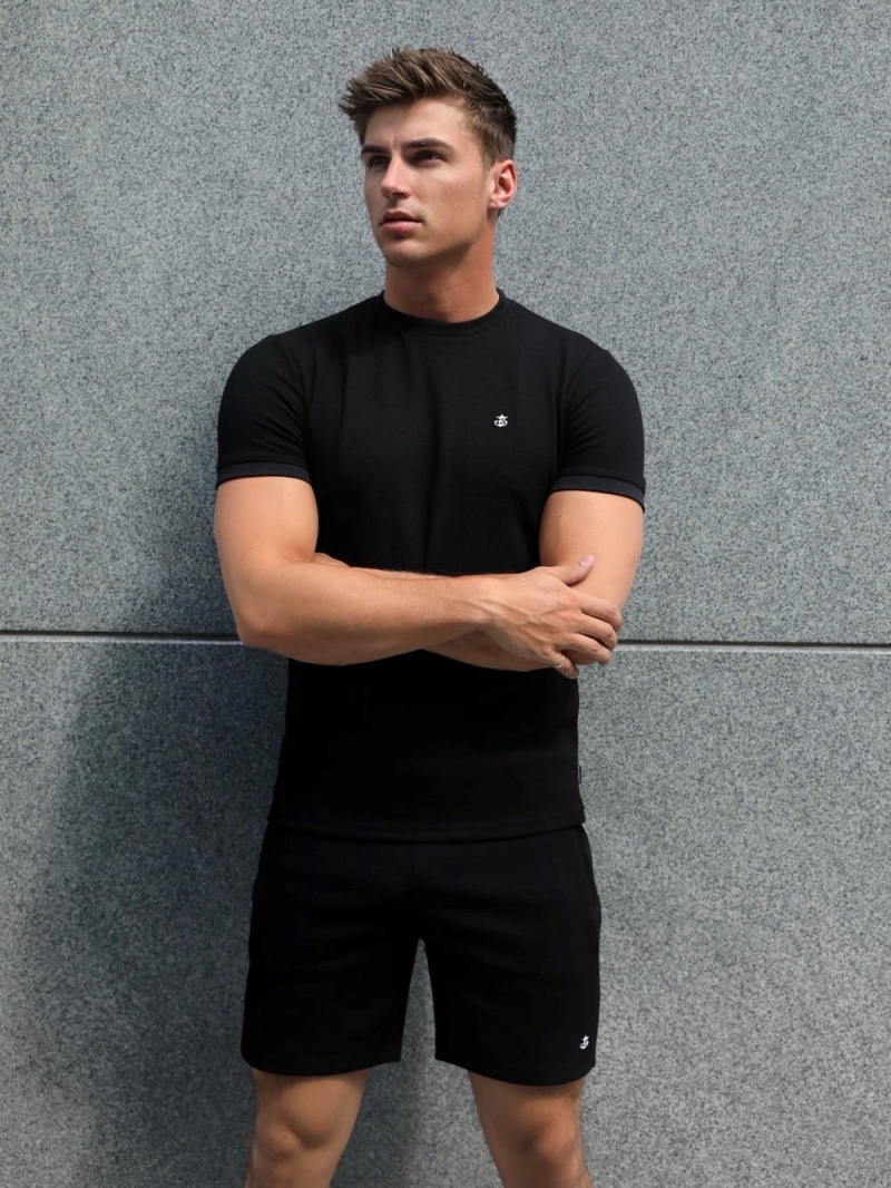 Blakely Toulon Textured T-Shirt Black | 957-RNCQLY