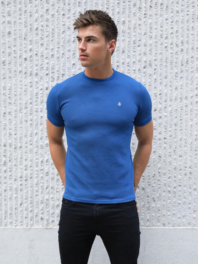 Blakely Toulon Textured T-Shirt Blue | 987-OVFAYT