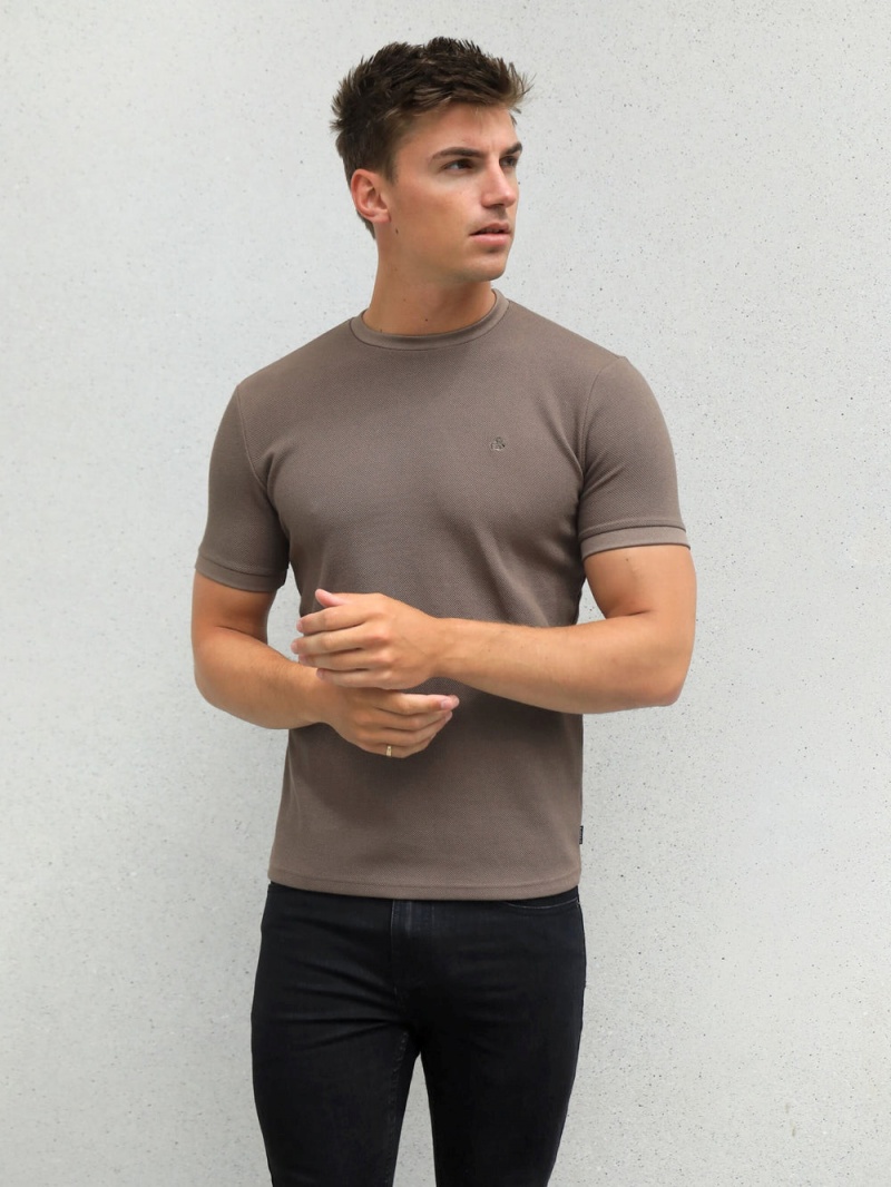 Blakely Toulon Textured T-Shirt Brown | 985-DSLAHZ