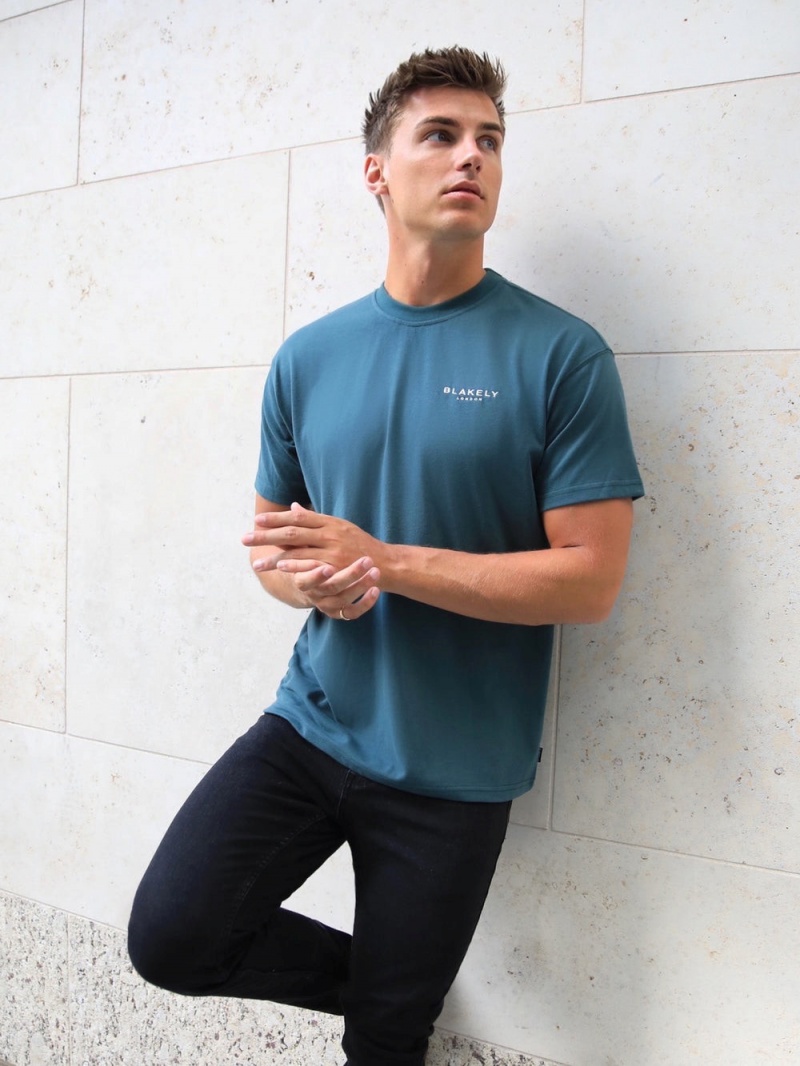 Blakely Universal Relaxed T-Shirt Teal Green | 367-JYDGHU