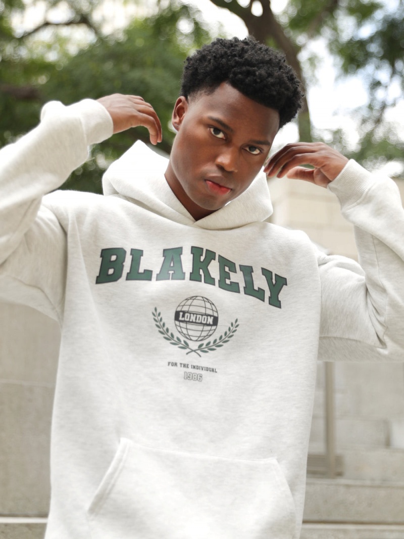 Blakely Varsity Relaxed Hoodie Marl White | 261-KYWPSH