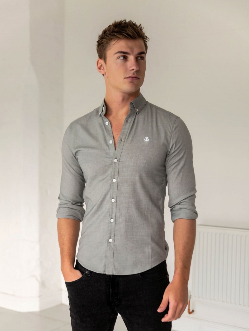 Blakely Wexford Fitted Stretch Shirt Light Grey | 387-KORFSZ