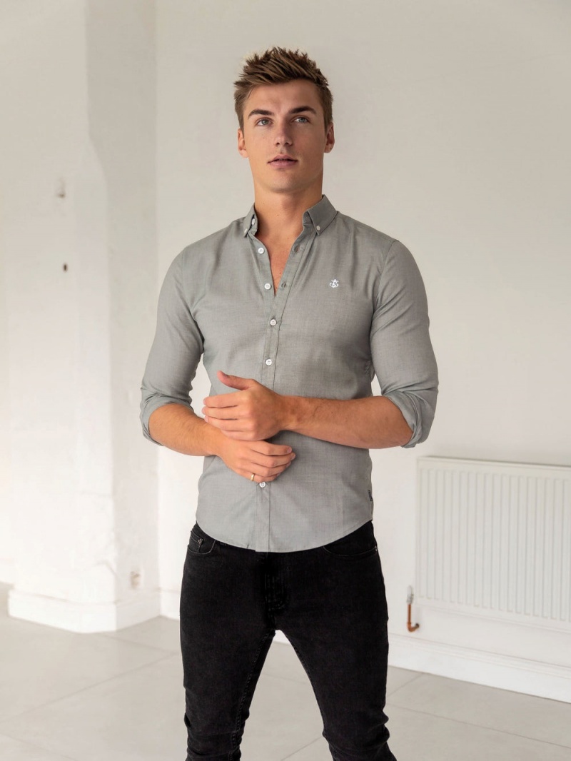 Blakely Wexford Fitted Stretch Shirt Light Grey | 387-KORFSZ