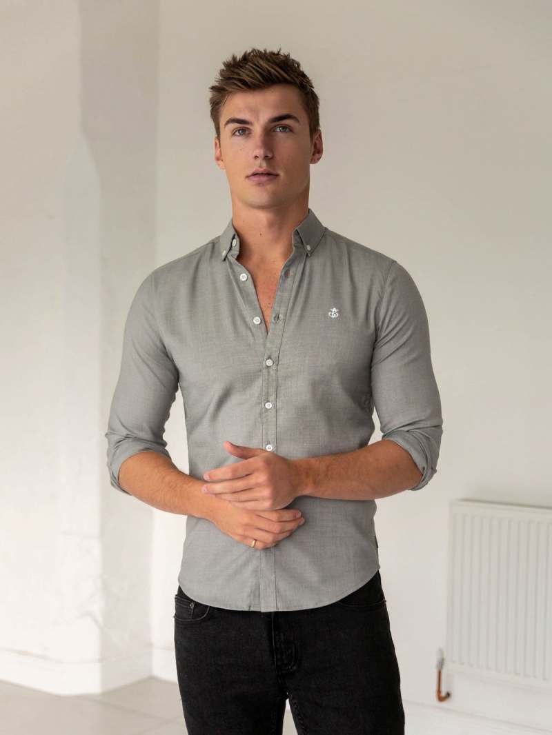 Blakely Wexford Fitted Stretch Shirt Light Grey | 387-KORFSZ