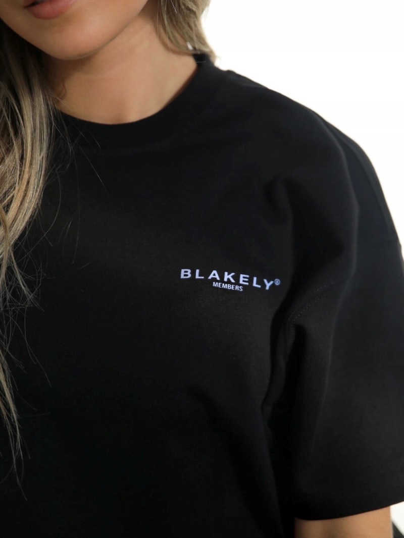 Blakely Womens Members Relaxed T-Shirt Black & Blue | 724-AJVBYS