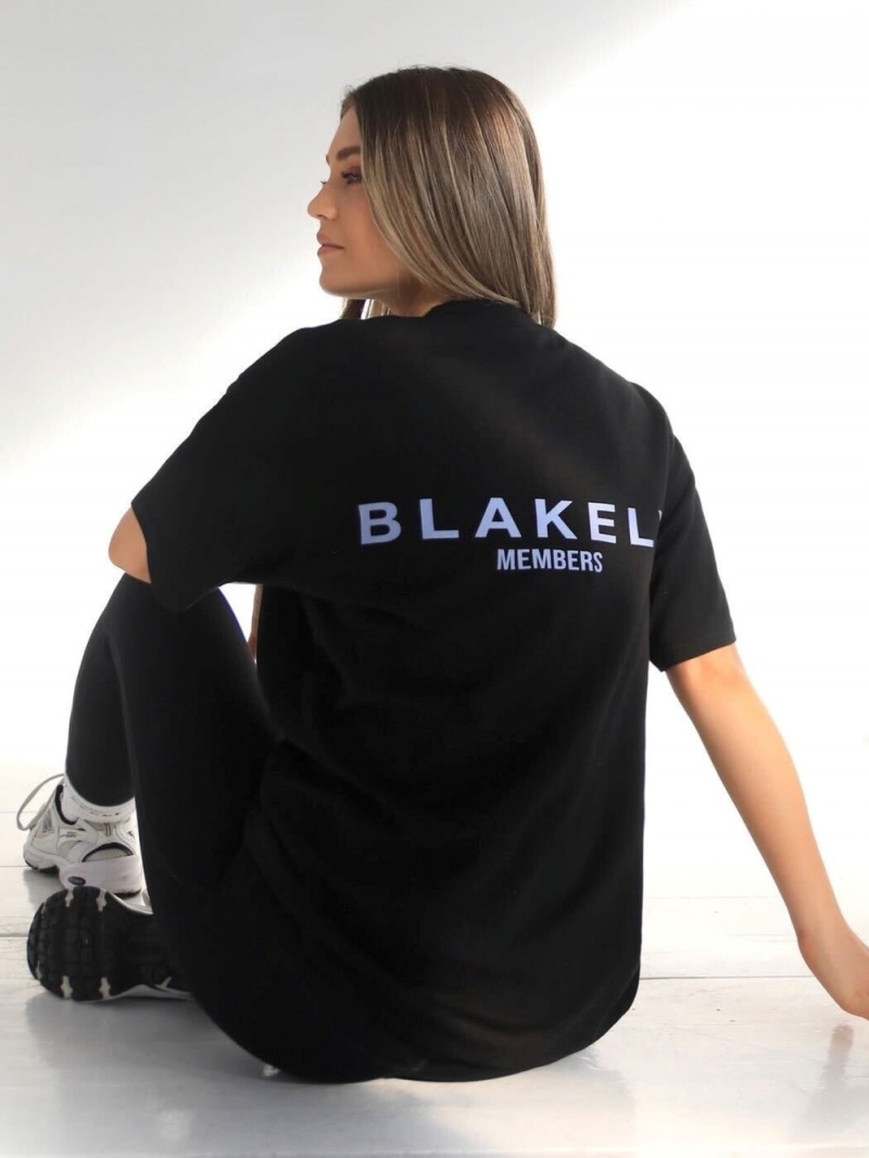 Blakely Womens Members Relaxed T-Shirt Black & Blue | 724-AJVBYS