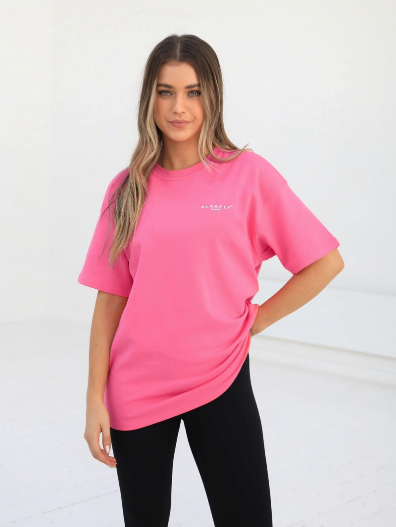 Blakely Womens Members Relaxed T-Shirt Neon Pink | 485-OJZNPG