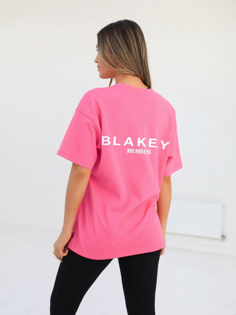 Blakely Womens Members Relaxed T-Shirt Neon Pink | 485-OJZNPG