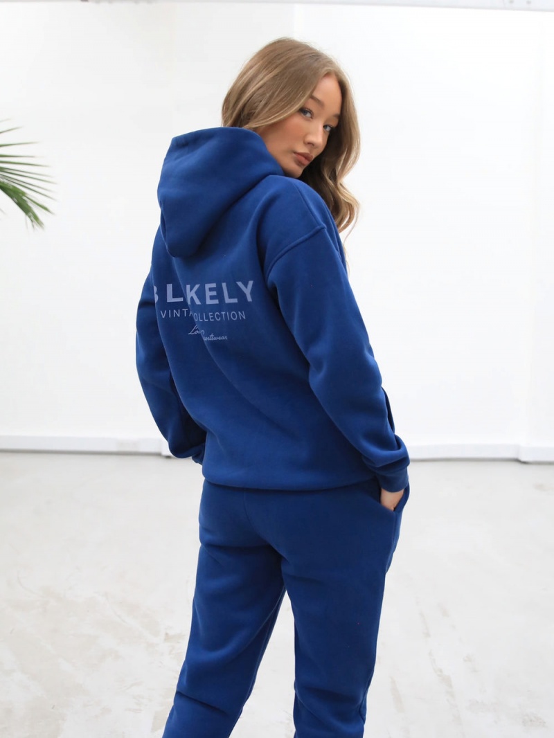 Blakely Women's Sports Club Relaxed Hoodie Vintage Blue | 652-KJDAZW